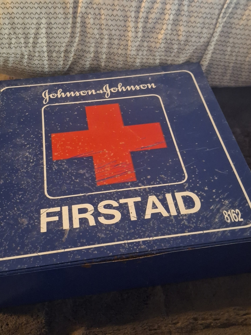 Blue First Aid Box with Red Cross